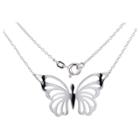 Prime Art & Jewel Sterling Silver No Stone Butterfly Necklace With 18 Chain, Girl's