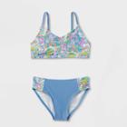 Girls' Floral Print 2pc Bikini Set - Art Class Xs, Orange/pink/yellow