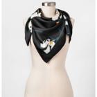 Women's Floral Print Silk Square Scarf - A New Day Black