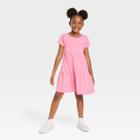 Girls' Tiered Short Sleeve Knit Dress - Cat & Jack Bright Pink