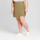 Women's Plus Size Linen Wrap Skirt - A New Day Olive (green) X