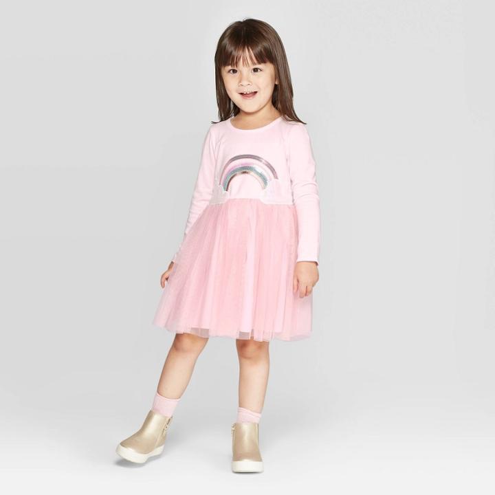Toddler Girls' 'rainbow' A Line Dress - Cat & Jack Light Pink