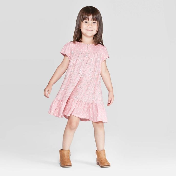 Oshkosh B'gosh Toddler Girls' Floral Dot Flutter Sleeve Dress - Pink