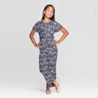 Petitegirls' Short Sleeve Tie Front Jumpsuit - Art Class Blue