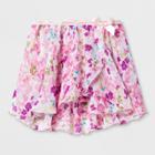 Danshuz Toddler Girls' Elasticized Waist On Over-lapping Circle Skirt With Satin Bow Accent Activewear Dress - Pastel Pink,