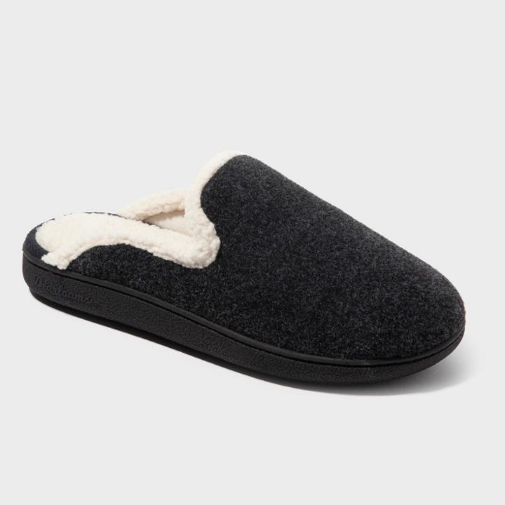 Women's Dluxe By Dearfoams Maci Scuff Slippers - Charcoal Xl, Black Gray White