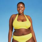 Juniors' Plus Size Ribbed Halter Bikini Top - Xhilaration Yellow