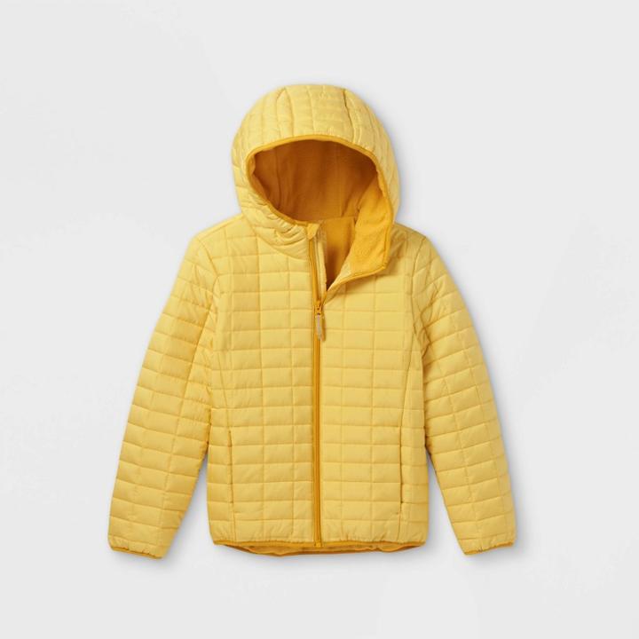 Kids' Microfleece Lined Puffer Jacket - Cat & Jack Light Yellow