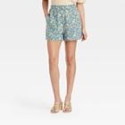 Women's Floral Print High-rise Pull-on Shorts - Universal Thread Blue