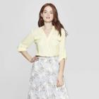 Women's Striped Long Sleeve Utility Popover Shirt - A New Day Yellow/white