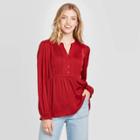 Women's Balloon Long Sleeve Blouse - Knox Rose Red