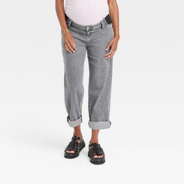 Under Belly Relaxed Straight Maternity Jeans - Isabel Maternity By Ingrid & Isabel Gray