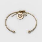 Target Women's Open Cuff Bracelet With Heart Coin, Key, And Pave Disc - Gold