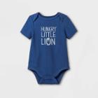 Baby Boys' Hungry Little Lion' Short Sleeve Bodysuit - Cat & Jack Dusty Blue Newborn