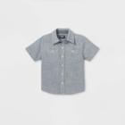 Oshkosh B'gosh Toddler Boys' Chambray Striped Woven Short Sleeve Button-down Shirt - Blue