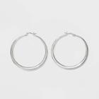 Silver Plated Graduated Hoop Earrings 50mm - A New Day Silver,