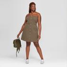Women's Plus Size Tube Button Front Dress - Universal Thread Olive X, Green