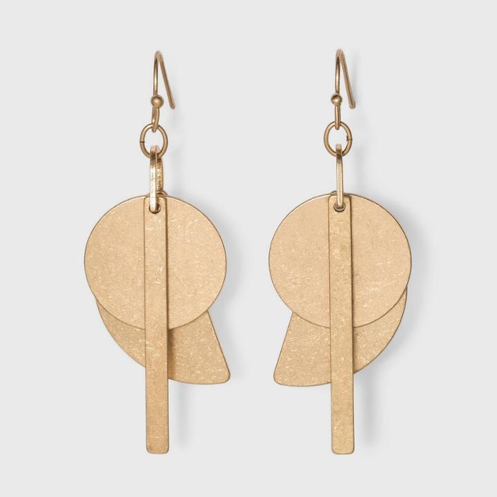 Worn Gold Brass Drop Earrings - Universal Thread Gold