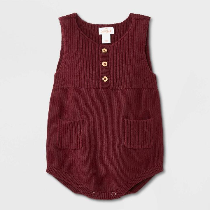 Baby Boys' Bubble Sweater Romper - Cat & Jack Maroon Newborn, Red