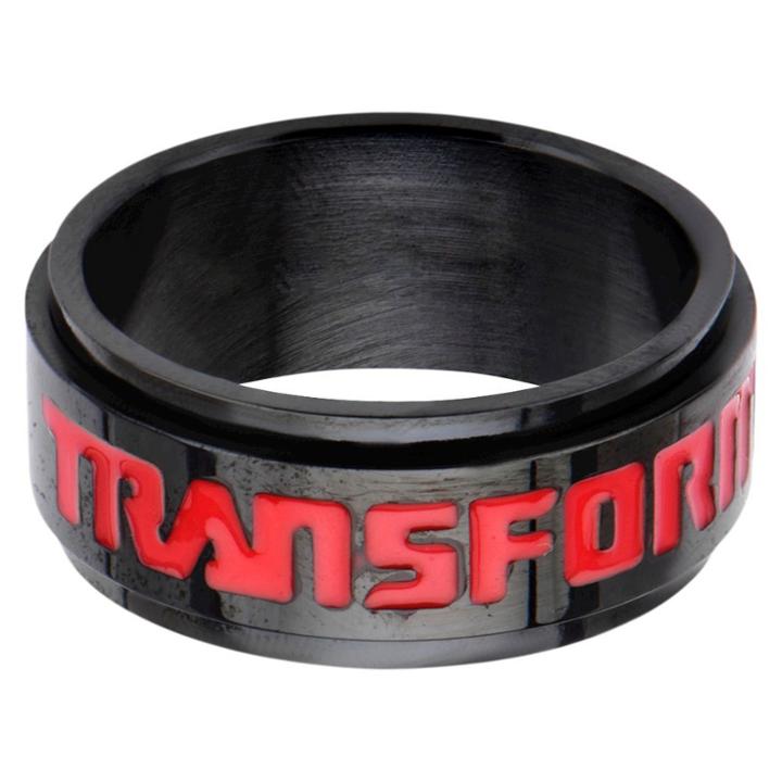 Men's Hasbro Transformers Stainless Steel Spinner Ring - Black/red