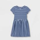 Girls' Printed Knit Short Sleeve Dress - Cat & Jack Navy/white