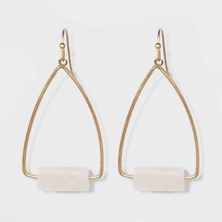 Rectangular Cubed Semi-precious Rose Quartz Drop Earrings - Universal Thread Pink, Women's,