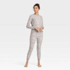Women's Thermal Pajama Set - Stars Above Leopard Print Gray