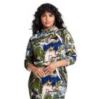 Women's Plus Size Marble Print Long Sleeve Textured Turtleneck Shirt - Rachel Comey X Target Black