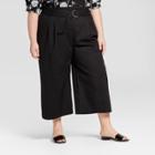 Women's Plus Size Wide Leg Paperbag Crop Pants - Who What Wear Black X