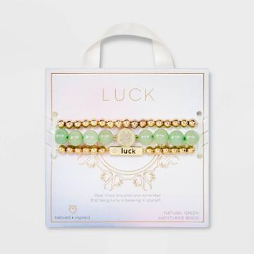 Beloved + Inspired Semi-precious Aventurine Stretch Multi-strand Bracelet - Green