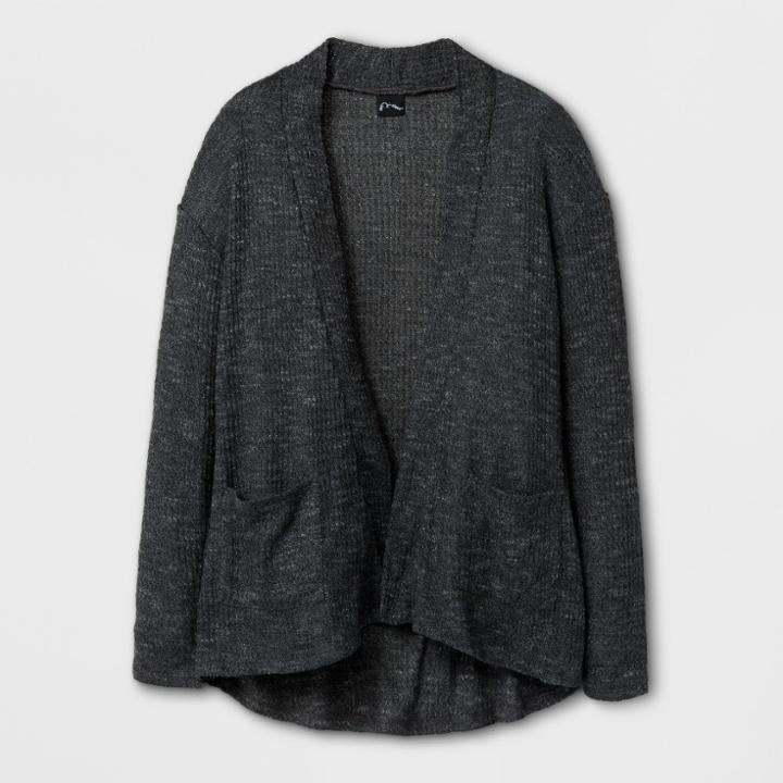 Girls' Open Cardigan With Patch Pockets Art Class - Charcoal (grey)