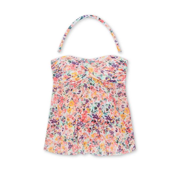Mesh Bandeau Flyaway Maternity Tankini Top - Isabel Maternity By Ingrid & Isabel Floral Print
