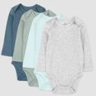 Honest Baby Boys' 4pk Organic Cotton Morning Mountains Long Sleeve Bodysuit - Blue/gray/green Newborn