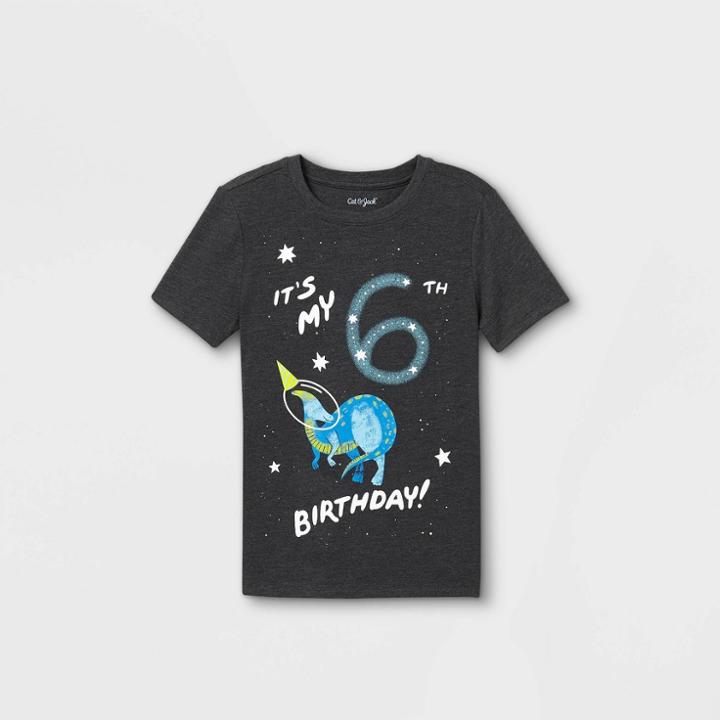 Boys' Short Sleeve 6th Birthday Graphic T-shirt - Cat & Jack Black