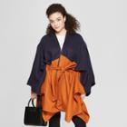 A New Day Women's Plus Size Striped Belted Ruana Scarf - Universal Thread Navy (blue),