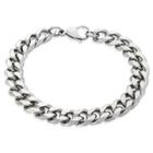 Men's Crucible Stainless Steel Beveled Curb Chain Bracelet (11mm) - Silver (8.5),