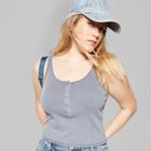 Women's Plus Size Snap Placket Tank Top - Wild Fable Gray