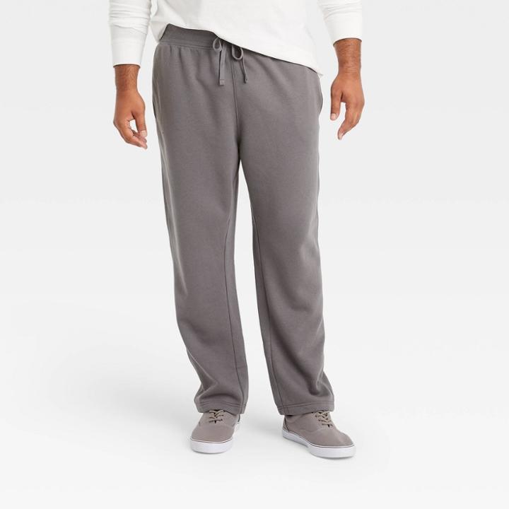 Men's Tall Open Bottom Fleece Jogger Pants - Goodfellow & Co Dark Gray