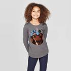 Disney Girls' Lilo & Stitch Halloween Flip Sequin Long Sleeve T-shirt - Charcoal