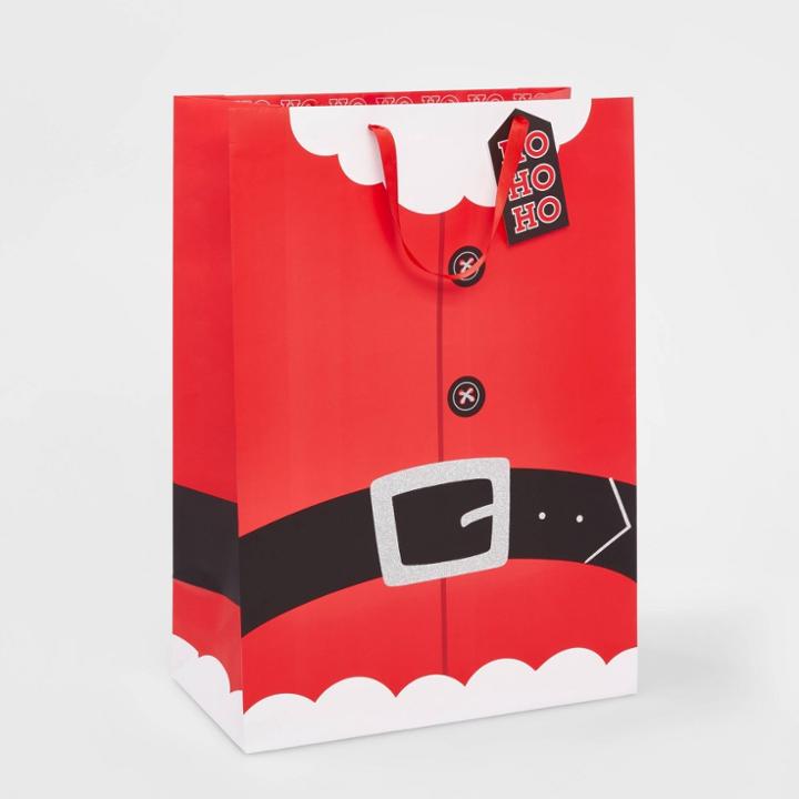Jumbo Christmas Santa Belt Gift Bags Red - Wondershop