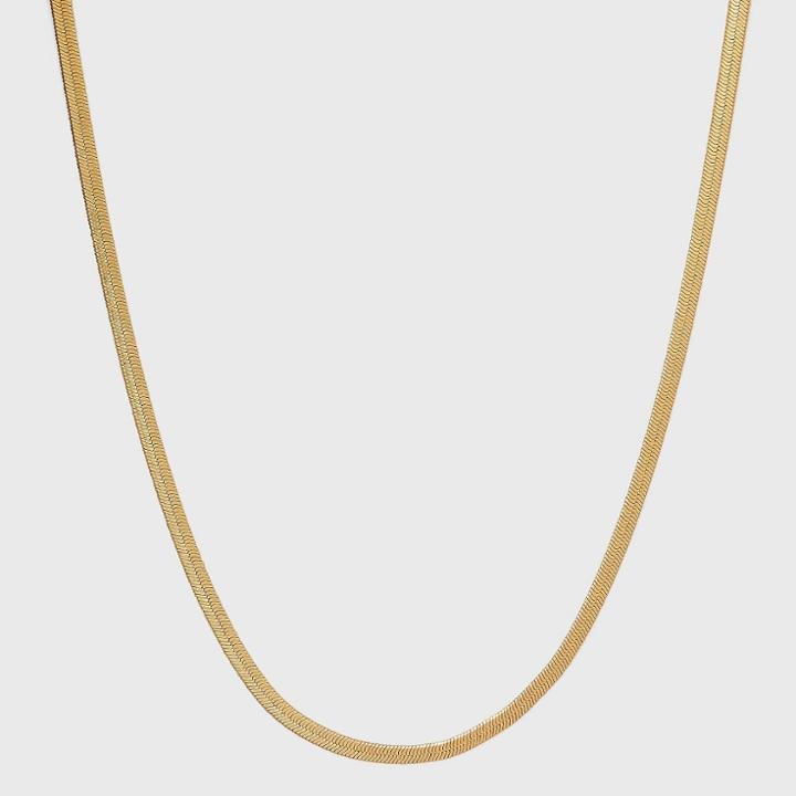 Small Flat Herringbone Chain Necklace - Universal Thread Worn Gold