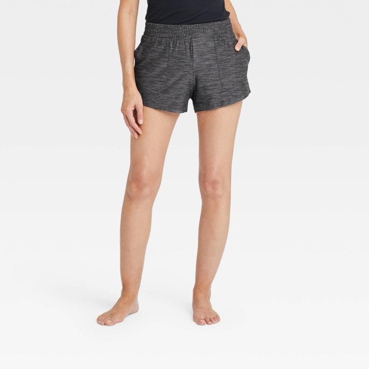 Women's Mid-rise Knit Shorts 3.5 - All In Motion Charcoal Black