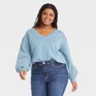 Women's Plus Size French Terry Sweatshirt - Universal Thread Teal Blue