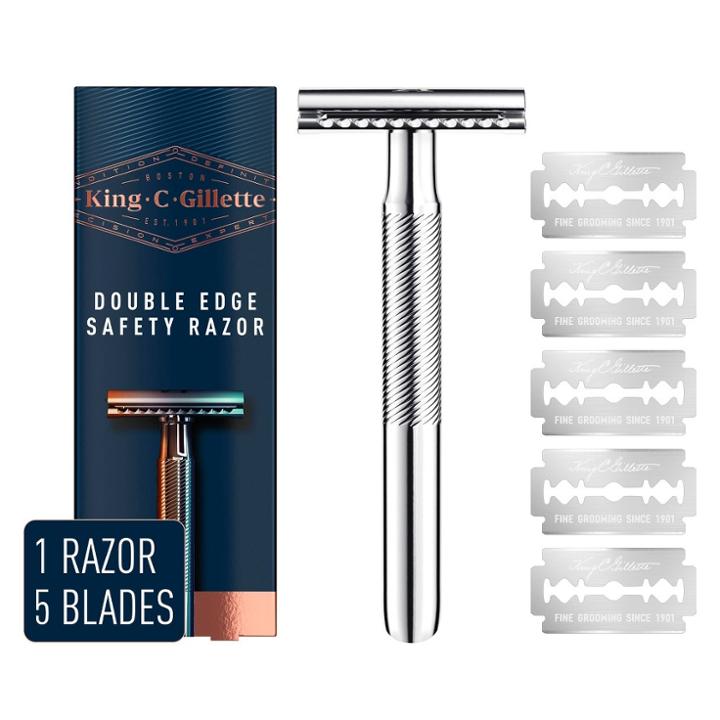 King C. Gillette Men's Double Edge Safety Razor + 5 Refill Blades