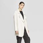 Women's Long Sleeve Front Open Drape Lapel Coat - Prologue Cream