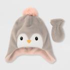 Baby Girls' Hat And Glove Set - Cat & Jack Gray 0-6m, Toddler Girl's