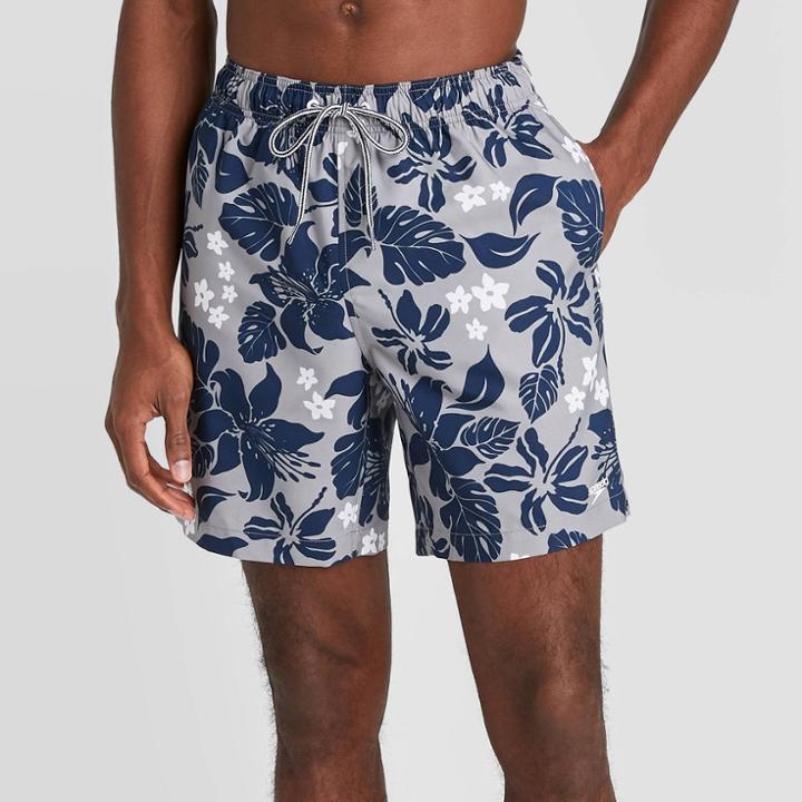 Speedo Men's 8 Floral Print Volley Swim Shorts - Navy/gray