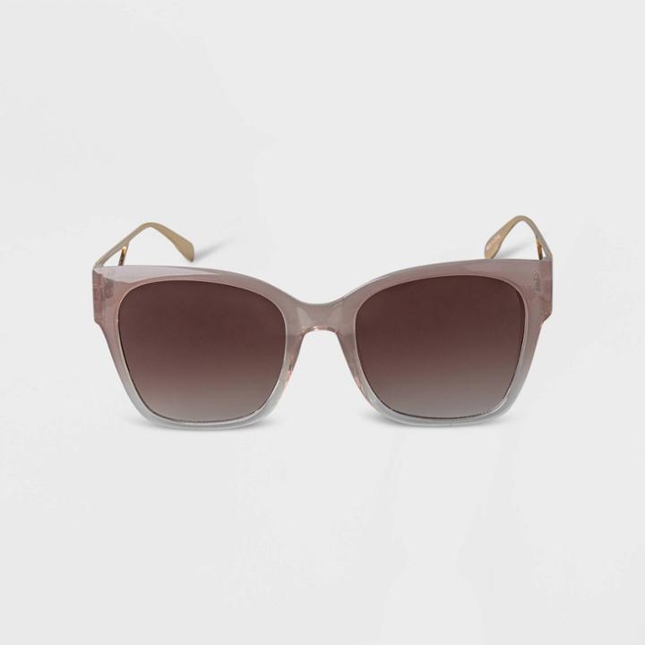 Women's Plastic Gradient Square Sunglasses - A New Day Tan