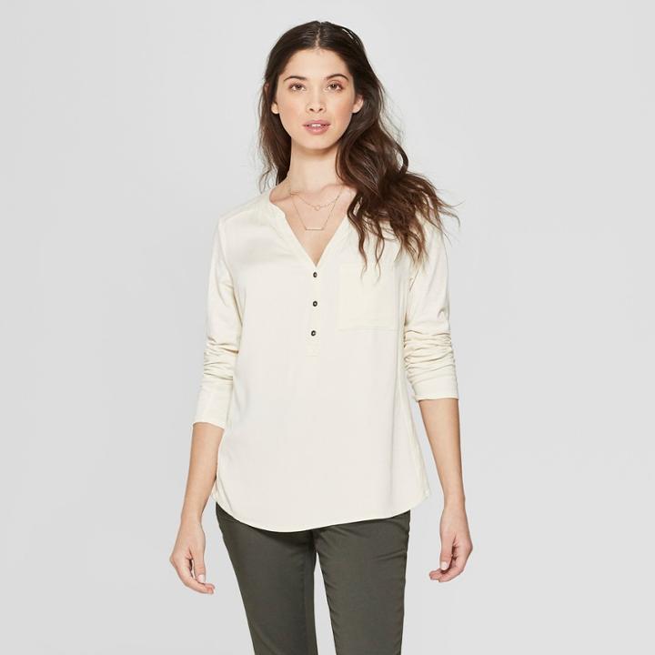 Women's Long Sleeve Blouse - Universal Thread White Xl,