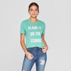 Women's Short Sleeve Blame It On The Eggnog Graphic T-shirt - Modern Lux (juniors') Green